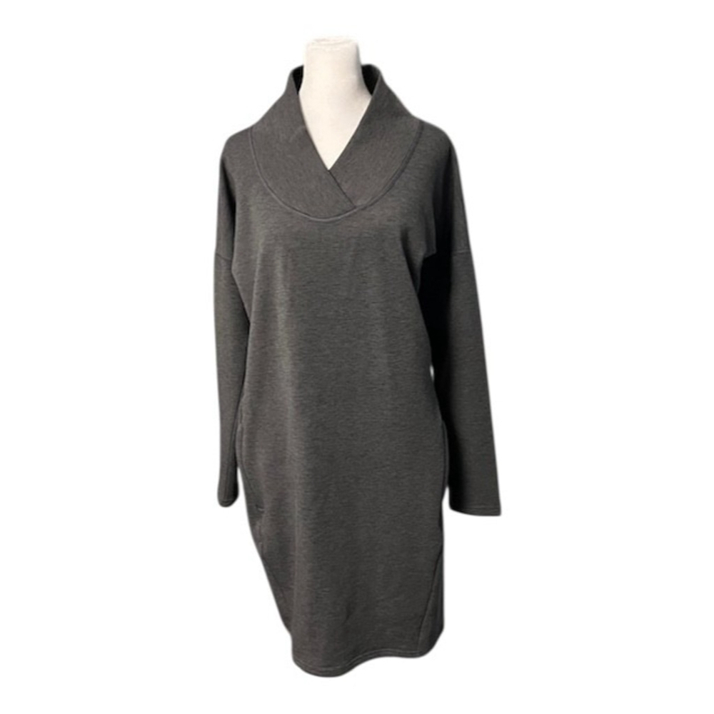 Athleta Charcoal Gray Soft Tech Wool Blend Long Sleeve Dress Size Small
